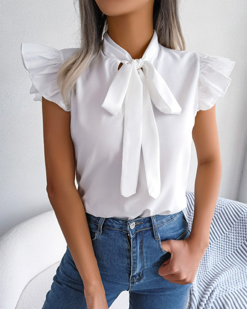 Dames blouse élégante à nœud Chic und Stil