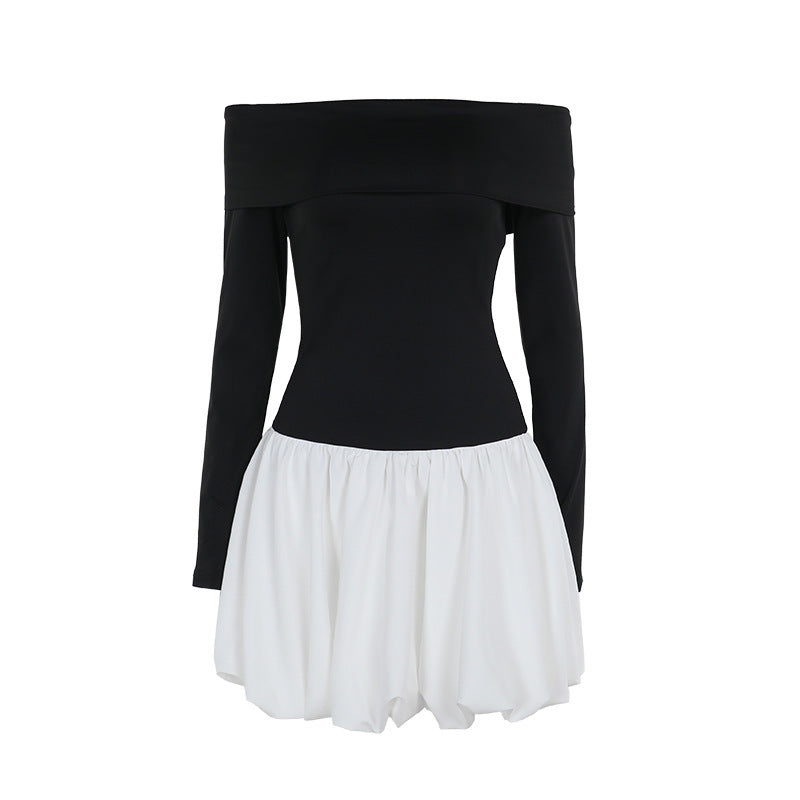 Robes Mini Off-Shoulder pour Femmes avec Manches Longues et Ourlet Froncé Élégant Chic und Stil