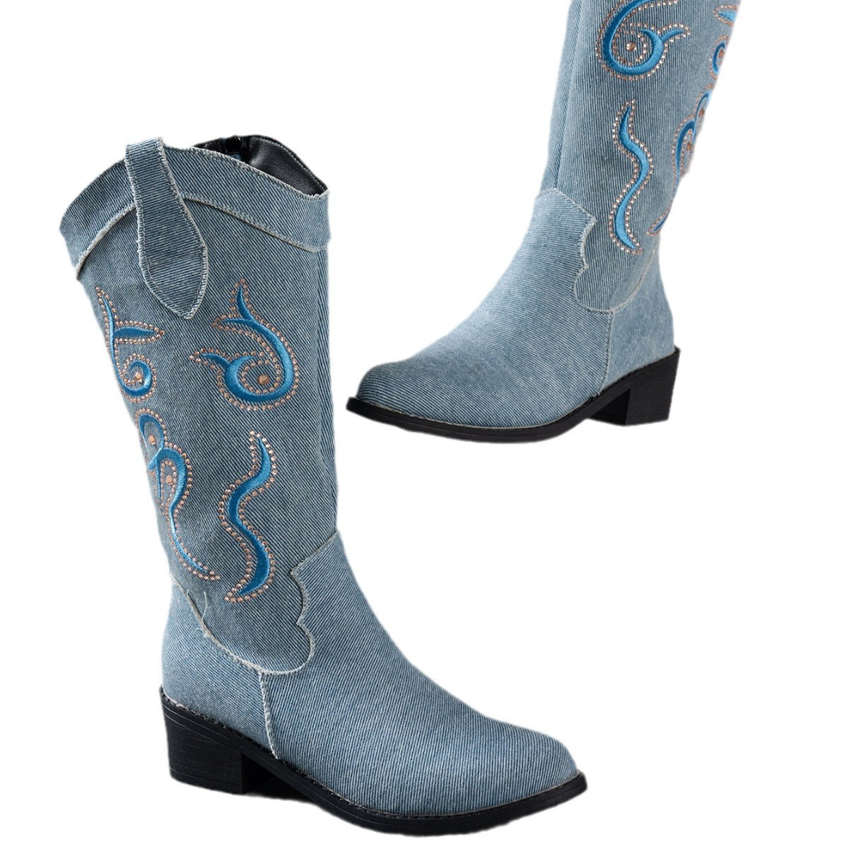 Bottes de cowboy pour femmes avec design de broderie à la mode Chic und Stil
