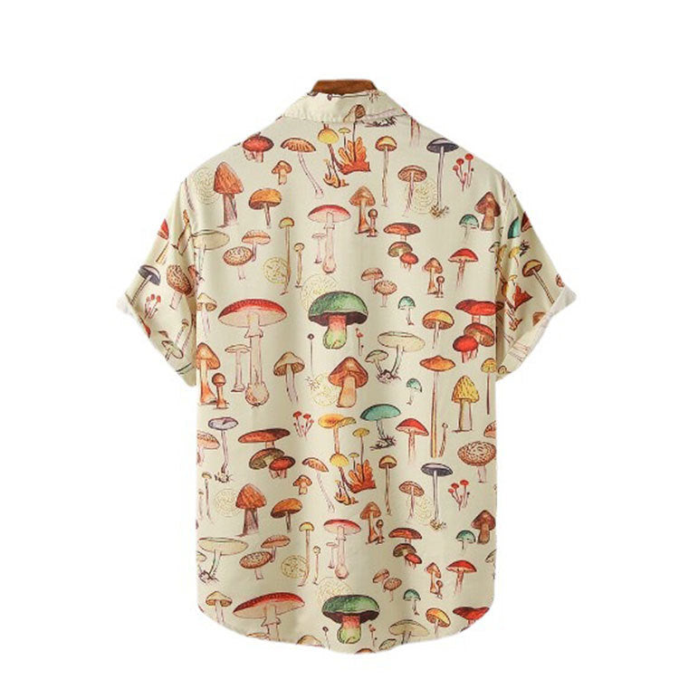 Chemise à manches courtes pour hommes avec motif de champignon coloré Chic und Stil