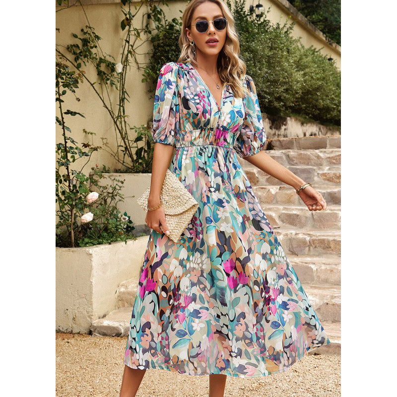 Robe Maxi à Manches Bouffantes Chic und Stil