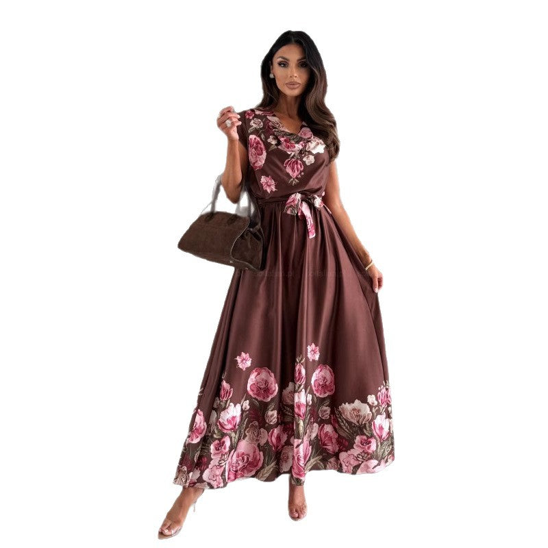 Robe maxi à motif floral pour femmes avec une élégante fente haute Chic und Stil