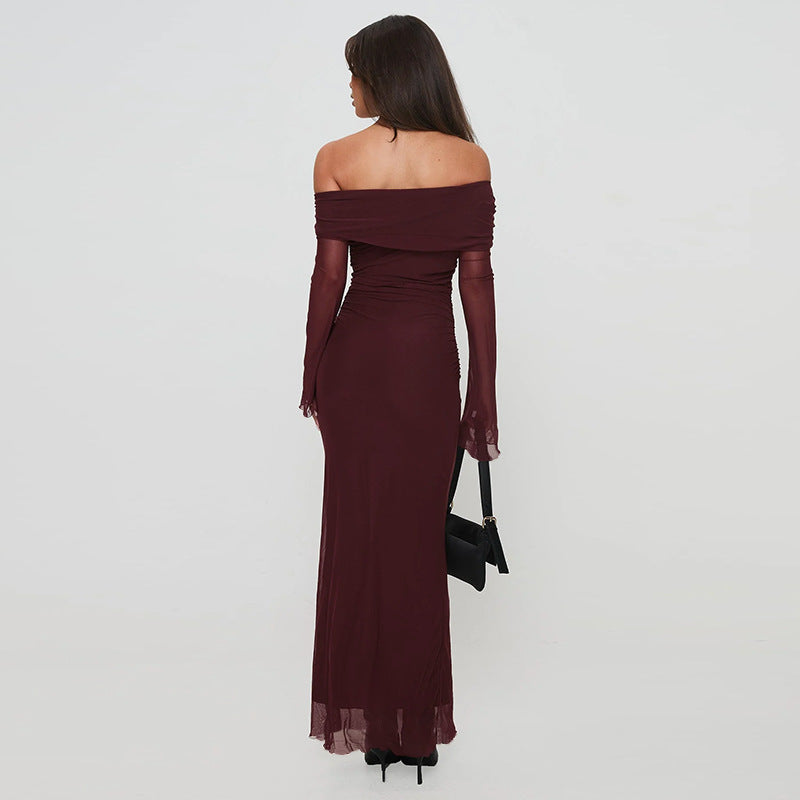Robe maxi à volants dénudé des épaules Chic und Stil 1751521858