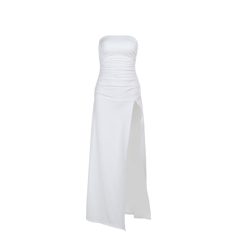 Robe maxi élégante à volants pour femmes avec détail de fente latérale Chic und Stil