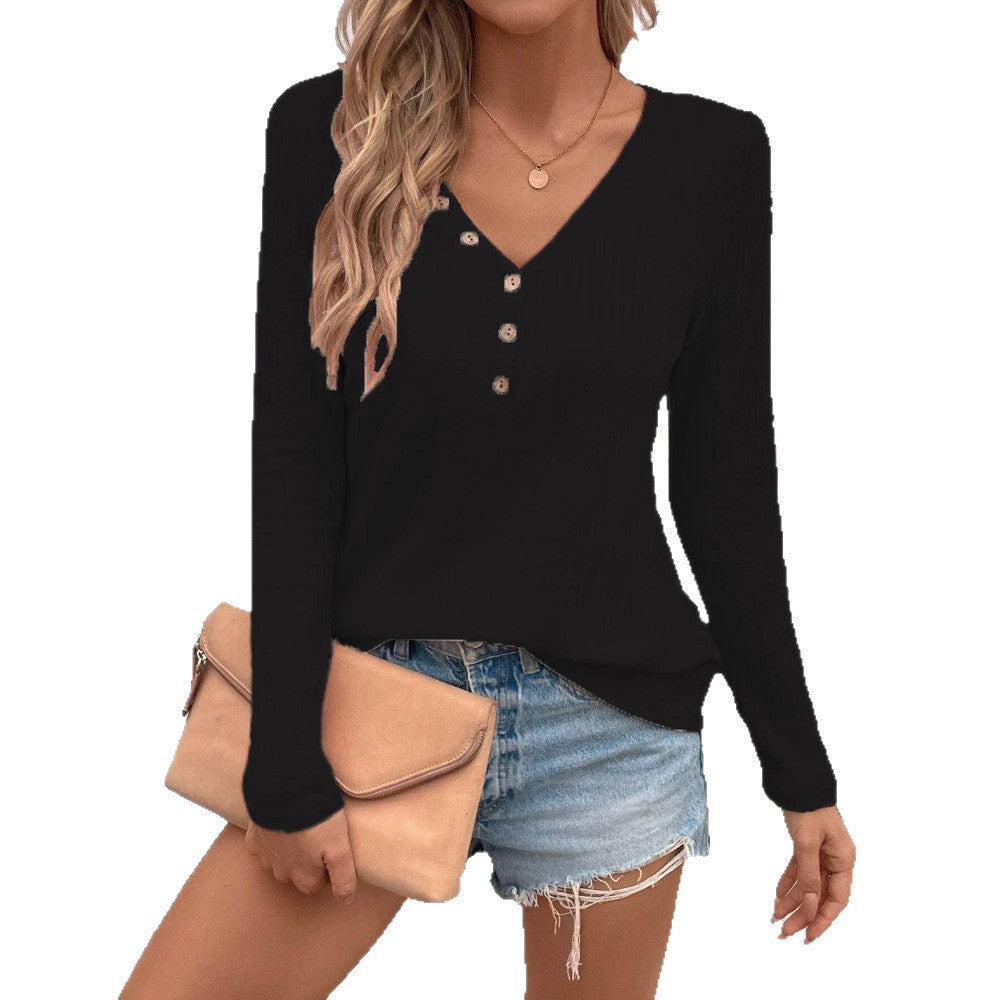 Pull femme stretch à col en V avec boutons Chic und Stil