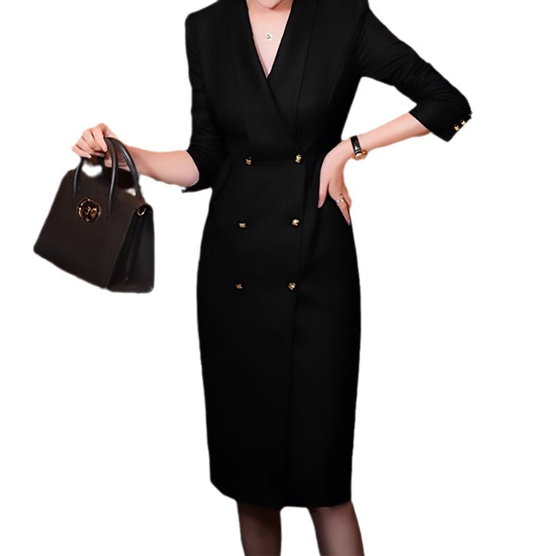 Robe midi élégante double boutonnage pour femme Chic und Stil