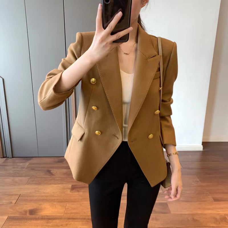 Blazer Femme Croisé Sur Mesure avec Boutons Décoratifs Chic und Stil