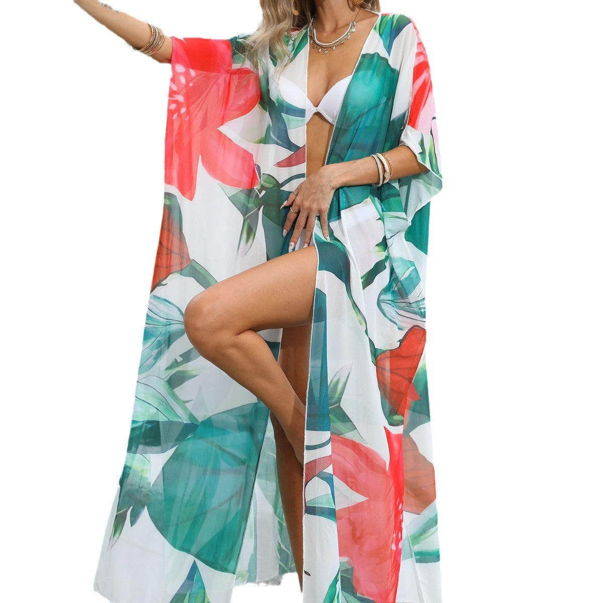 Dames Imprimé Floral Léger Veste de Plage Chic und Stil