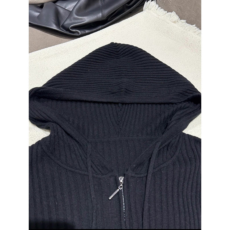 Veste en tricot côtelé à zip avant pour femmes Chic und Stil