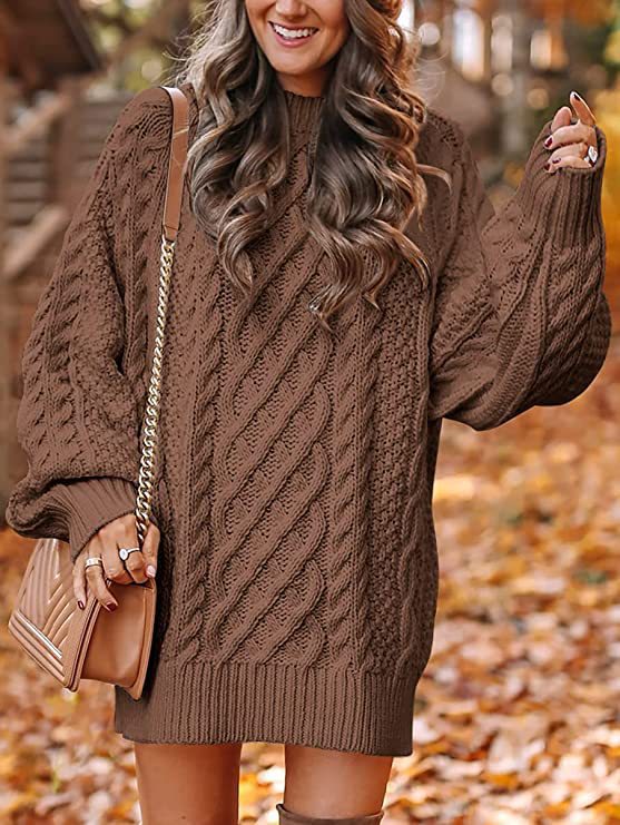 Pull en tricot épais pour femmes avec des manches volumineuses et un motif torsadé décoratif Chic und Stil