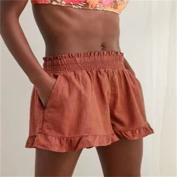 Women's leisure pants with ruffles and elastic waist Chic and Style