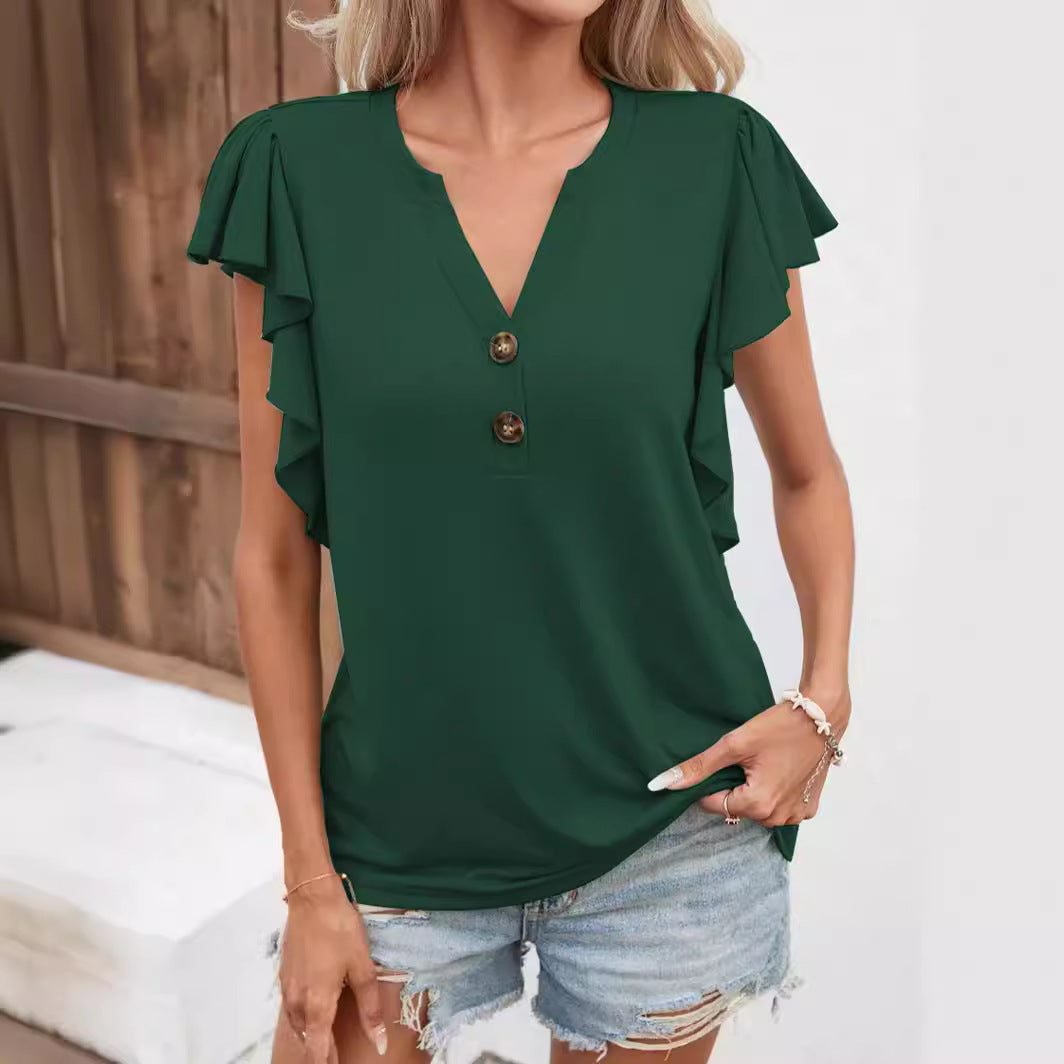 Blouse pour femmes avec détails en volants et fermeture à boutons Chic und Stil