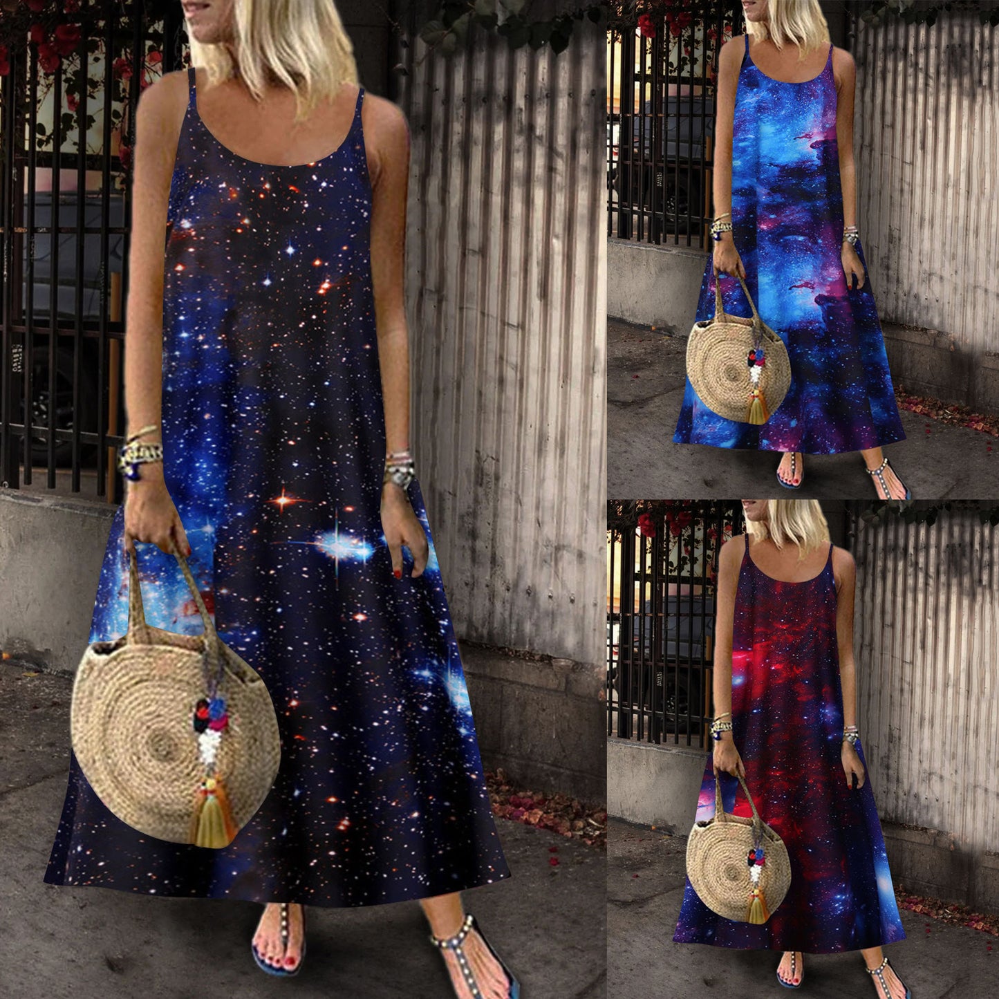 Robe Maxi Imprimé Galaxy Chic und Stil pour Femmes