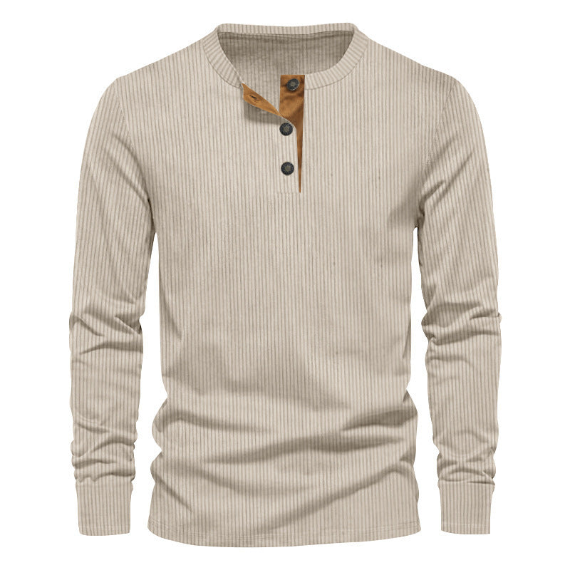 Chemise à manches longues décontractée pour hommes avec patte de boutonnage et structure en rib Chic und Stil