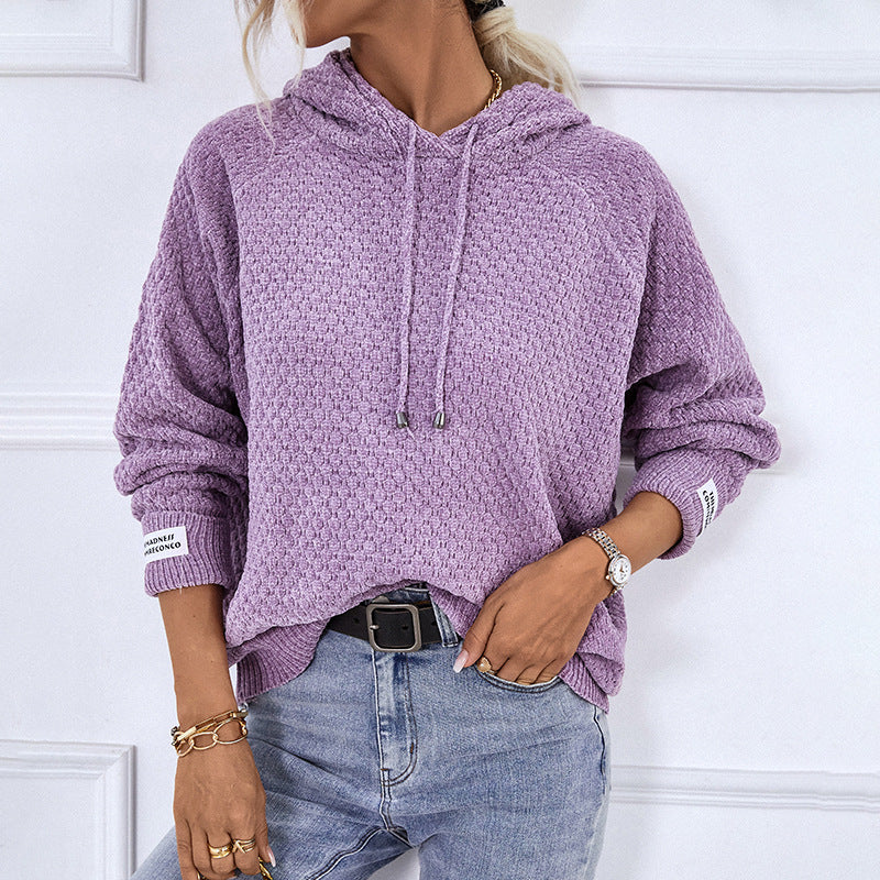Sweat à capuche pour femmes en tricot texturé avec cordon de serrage Chic und Stil