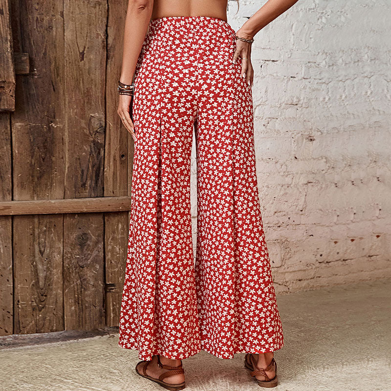 Pantalons à fleurs à jambes larges pour femmes Chic und Stil