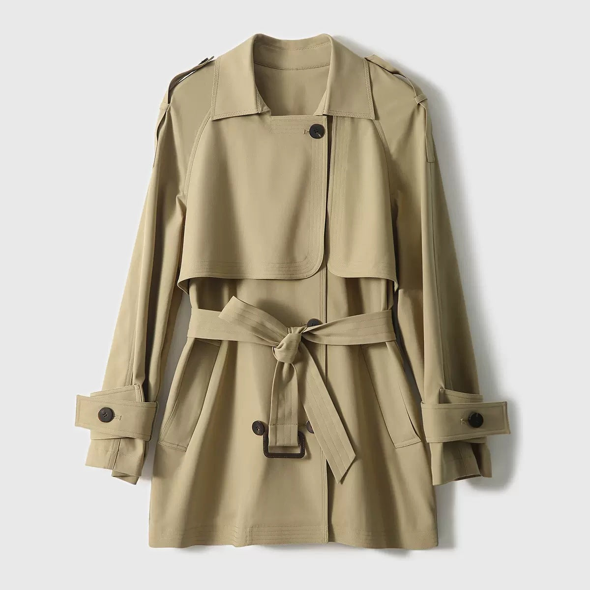 Manteau de trench utilitaire double couche contemporain pour femmes Chic und Stil