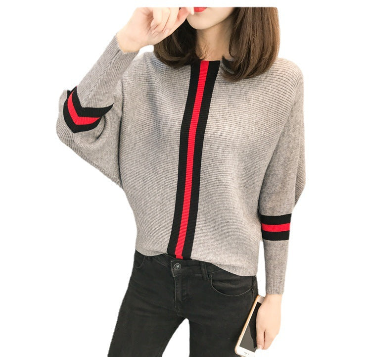 Pull à manches larges et à rayures créatives pour femmes Chic und Stil