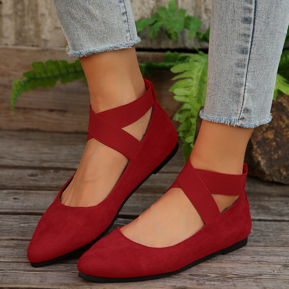 Ballerines plates en velours pour femmes Chic und Stil