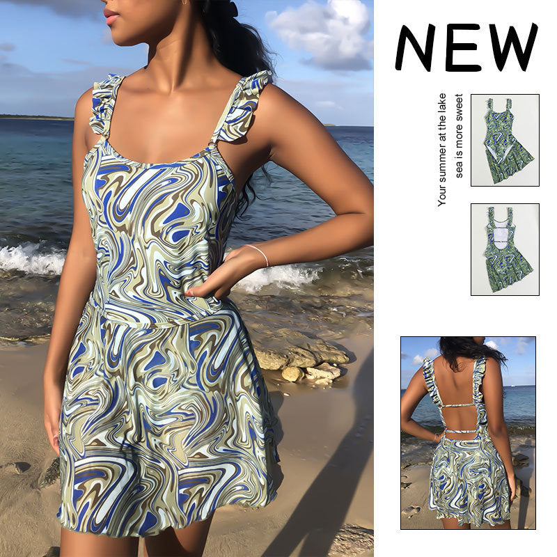 Dames Chemisier à Volants Robe A-Ligne Chic und Stil