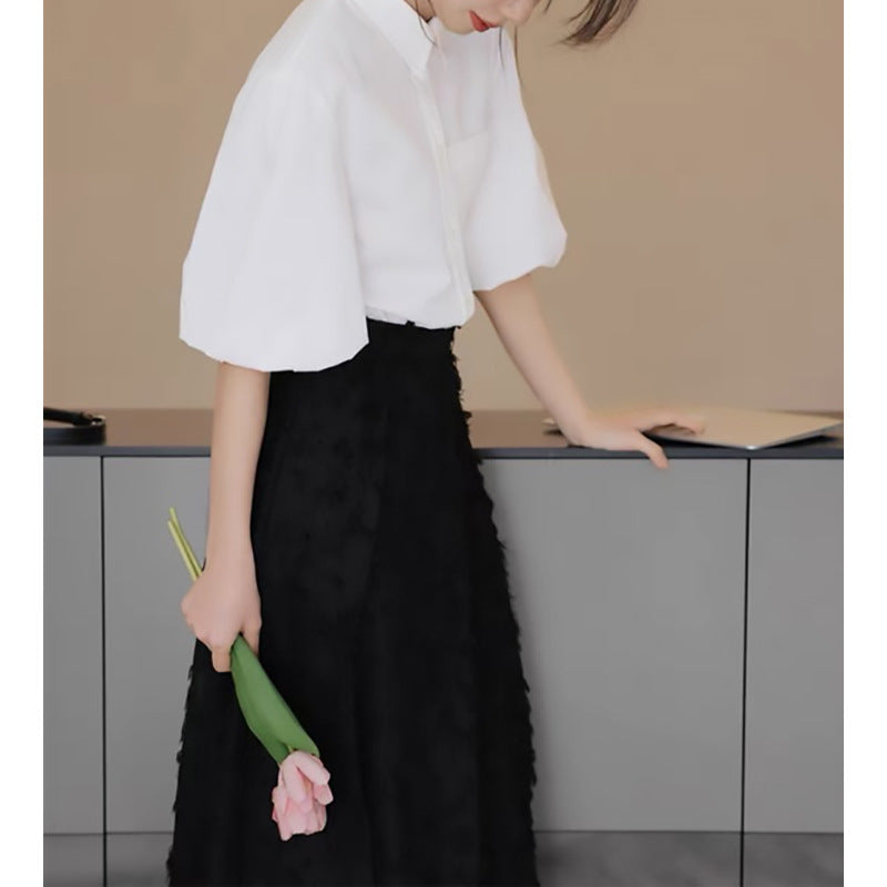 Blouse ajustée à manches bouffantes pour femmes Chic und Stil