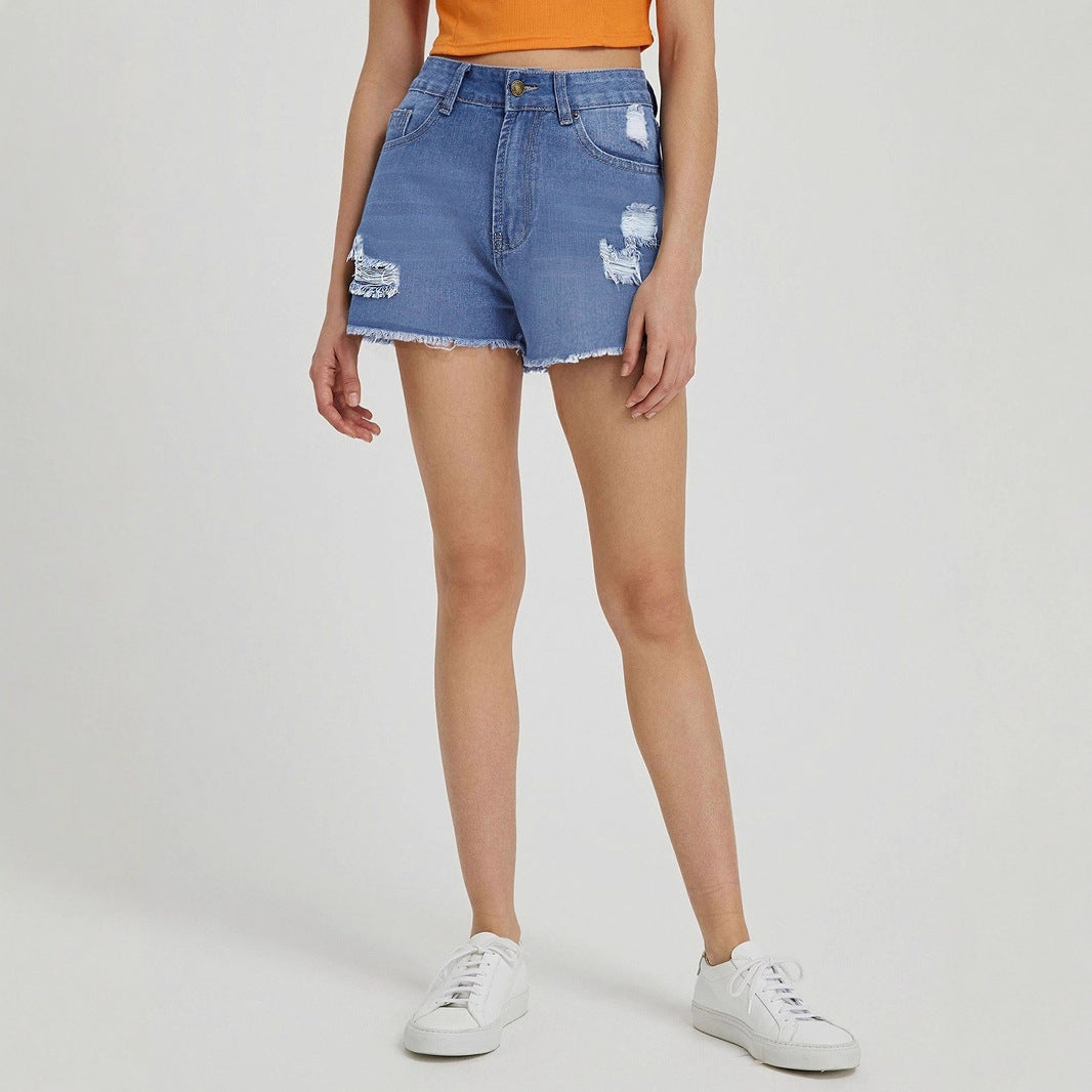 Shorts en denim détruit pour femmes avec ourlet effiloché Chic und Stil