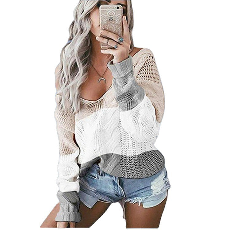 Pull en tricot pour femmes avec un décolleté généreux et un motif à la mode Chic und Stil
