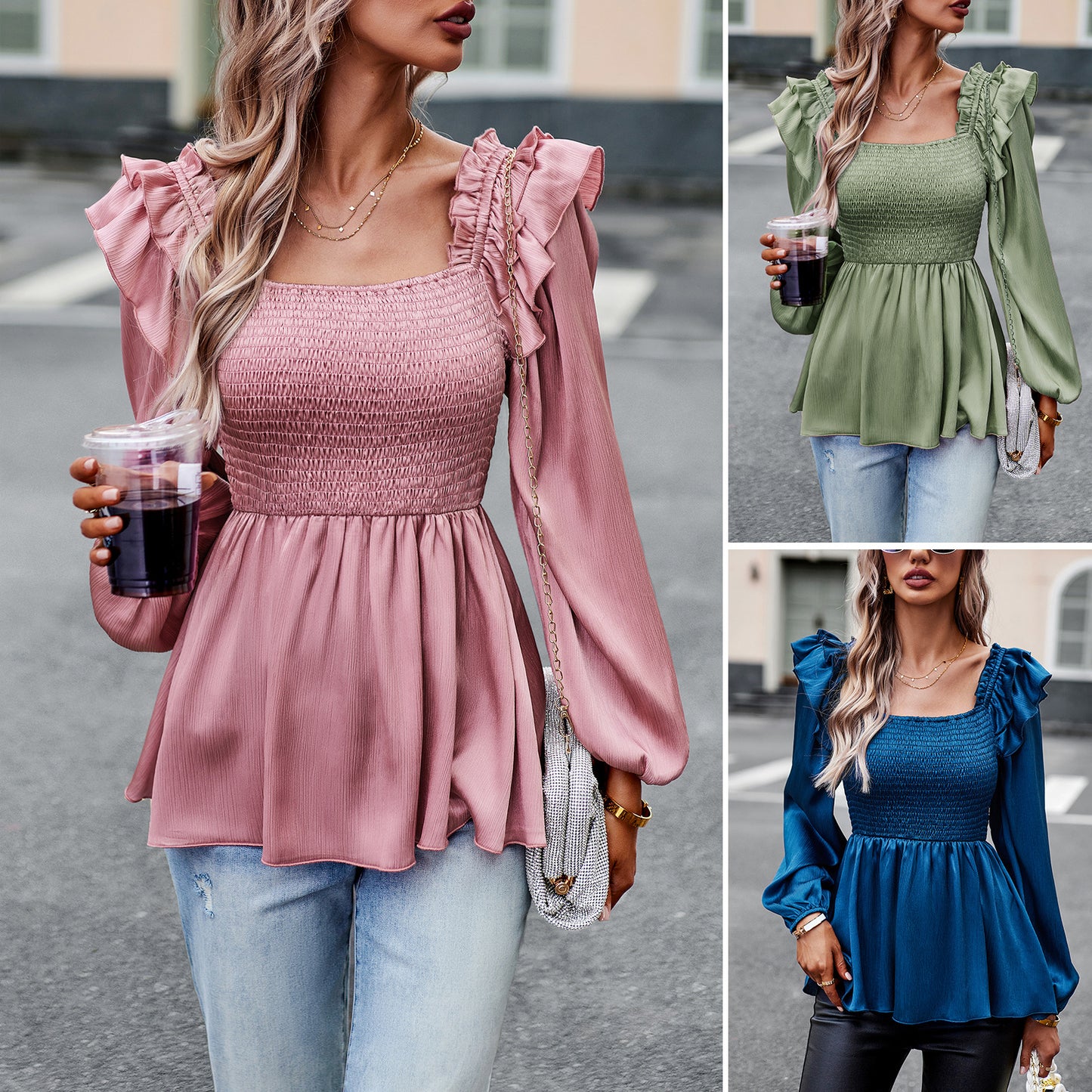 Blouse pour femmes avec des détails volants et une taille élastique Chic und Stil