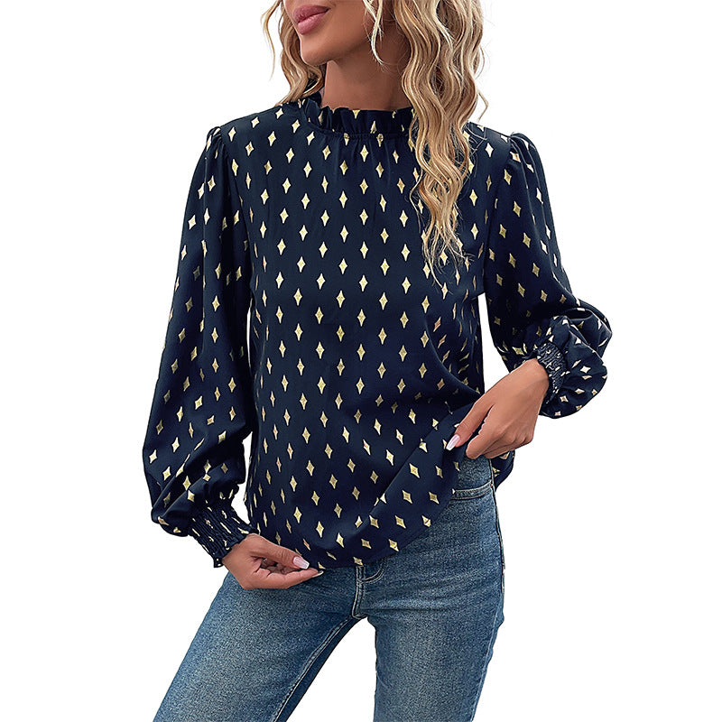 Chemisier femme avec impression de haute qualité et manches bouffantes généreuses Chic und Stil
