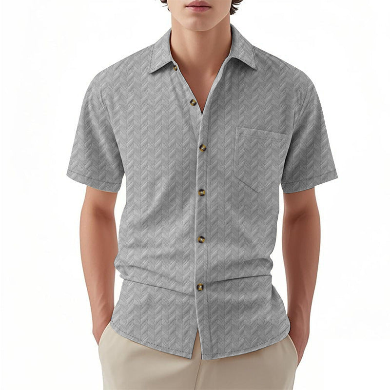 Chemise à manches courtes pour hommes avec design texturé et détail pratique de poche sur la poitrine Chic und Stil