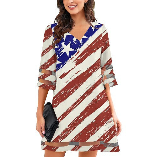 Robe shift à manches décolleté en motif léopard pour femmes Chic und Stil