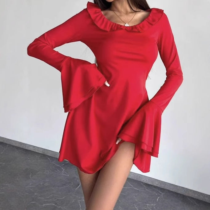 Robe mini off-shoulder pour femmes avec détails en volants et manches longues Chic und Stil