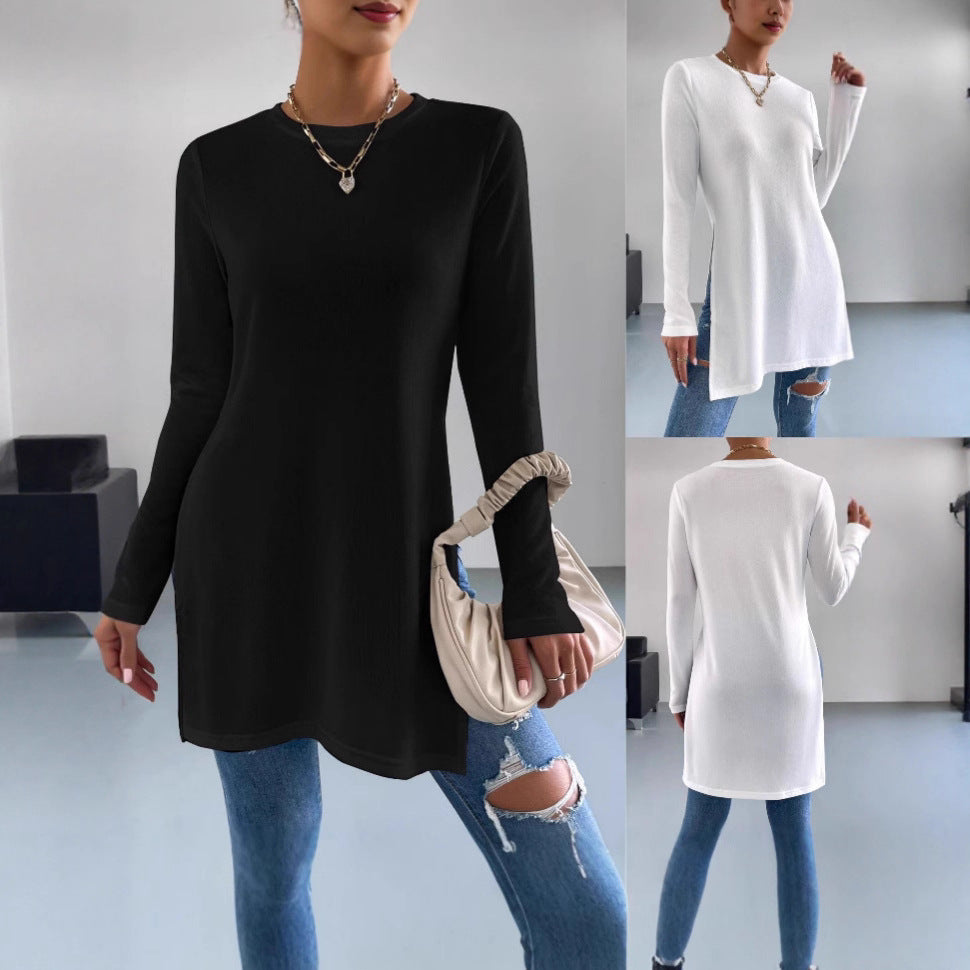Chemisier à manches longues pour femmes avec fentes latérales et finition de haute qualité Chic und Stil