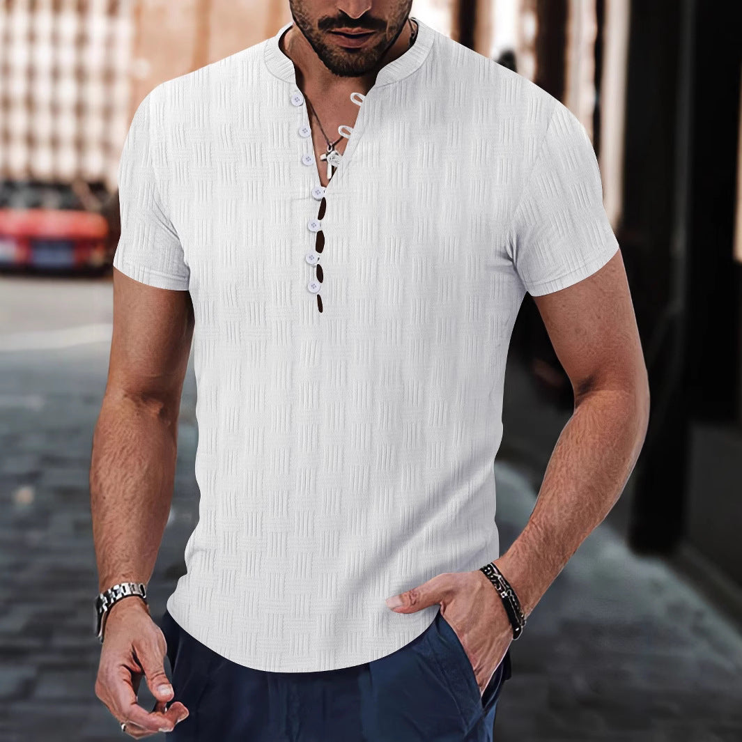 Chemise à manches courtes structurée pour hommes avec détails de boutons modernes Chic und Stil