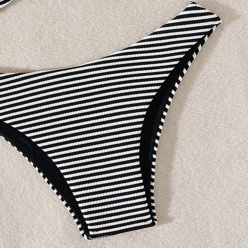 Dames bikini set bandeau tressé rayé Chic und Stil