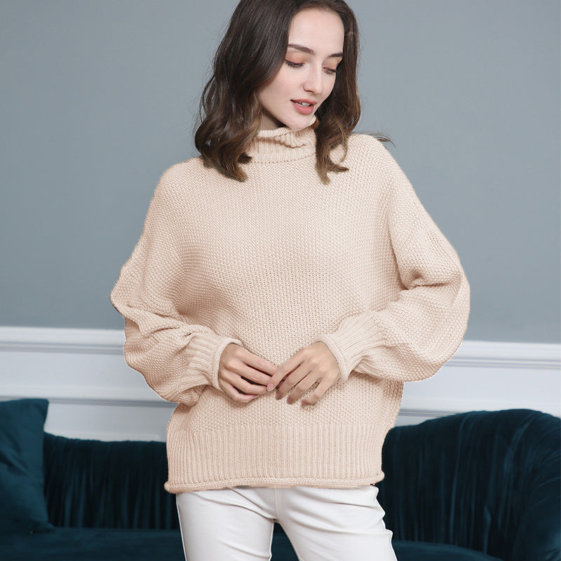 Pull femme en grosse maille avec col roulé et coupe aérienne Chic und Stil