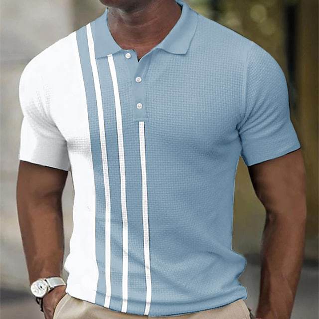 Hommes Polo Performance Texturé à Manches Courtes Chic und Stil