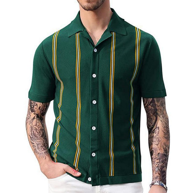 Chemise à manches courtes pour hommes avec motif à rayures graphiques Chic und Stil