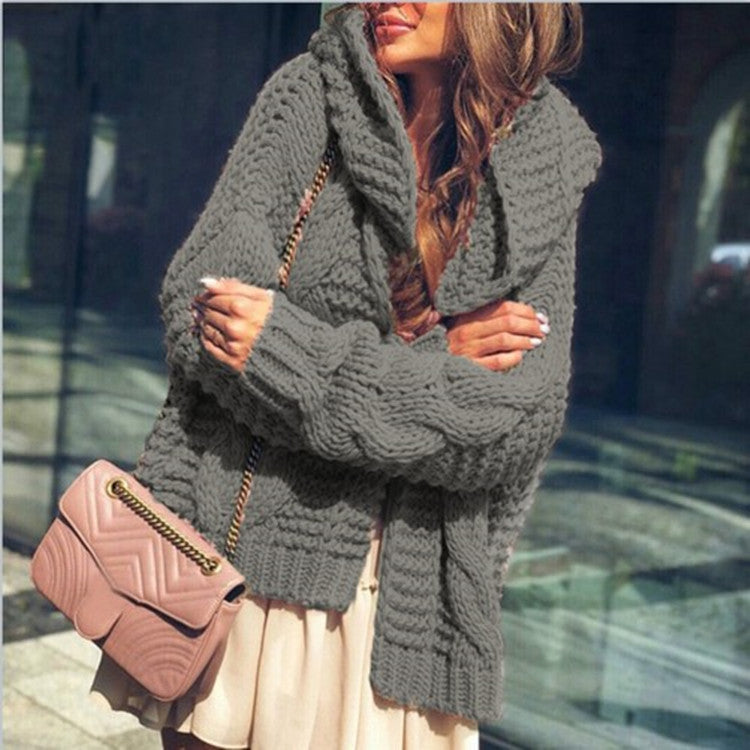 Veste en gros tricot pour dames au style oversize décontracté avec col châle et grandes poches Chic und Stil