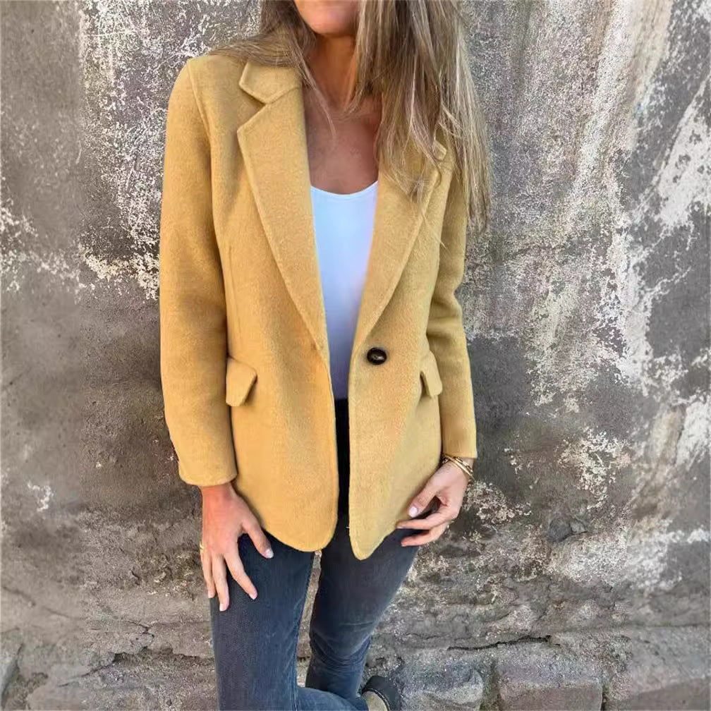 Dames Blazer élégant en tissu polaire chaud avec poches pratiques Chic und Stil