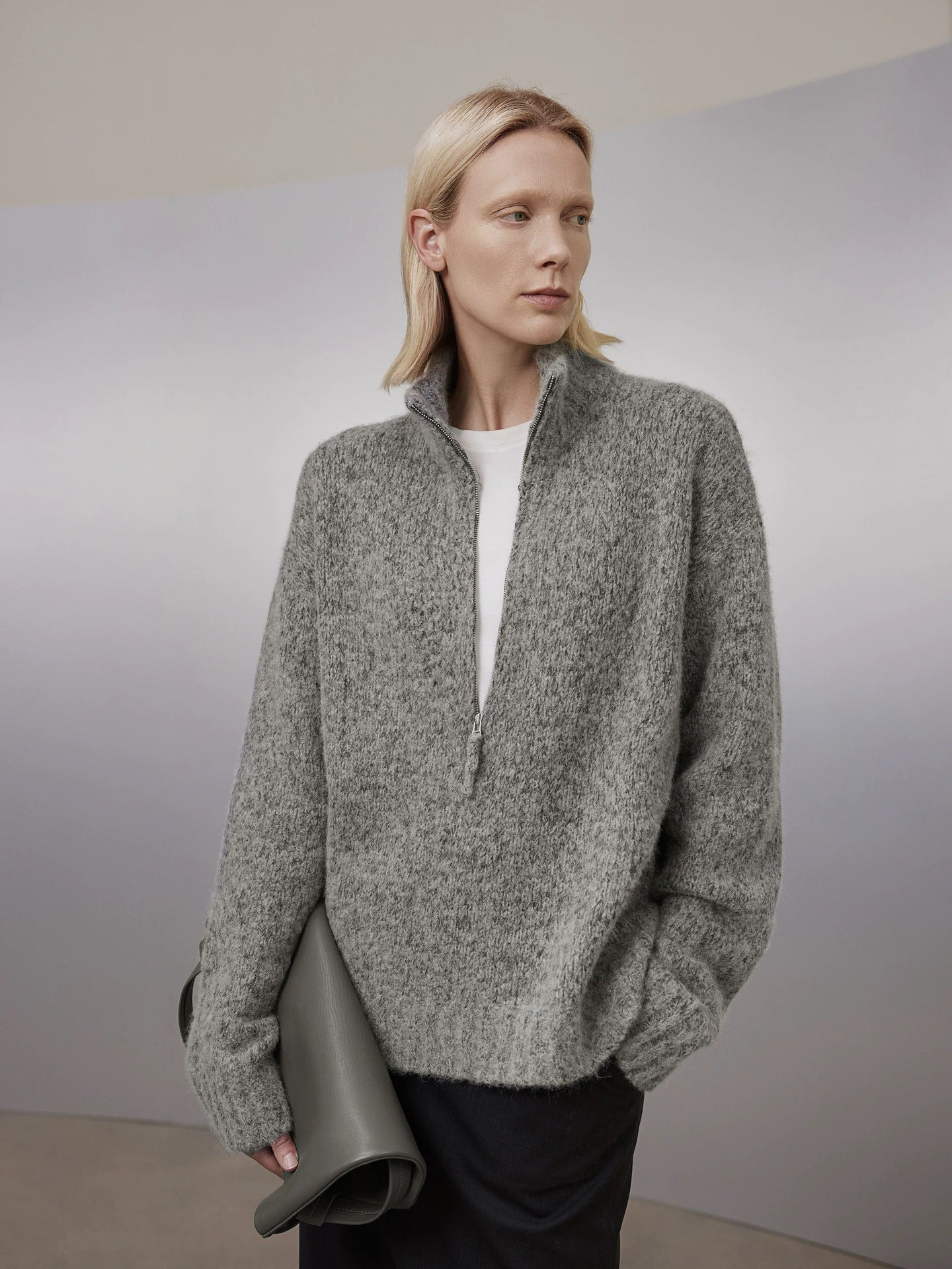 Dames gilet en maille douillette avec décolleté en V et coupe oversize Chic und Stil