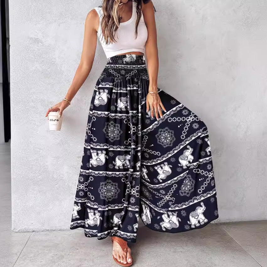 Pantalons Palazzo pour femmes avec impression tropicale Chic und Stil