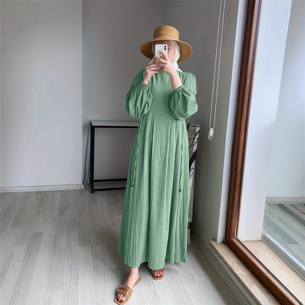 Robe maxi femme avec drapé élégant et manches élastiques Chic und Stil