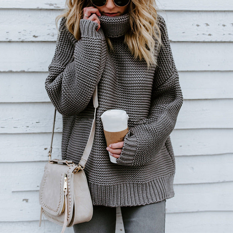 Pull en grosse maille pour femmes avec col montant et coupe décontractée Chic und Stil