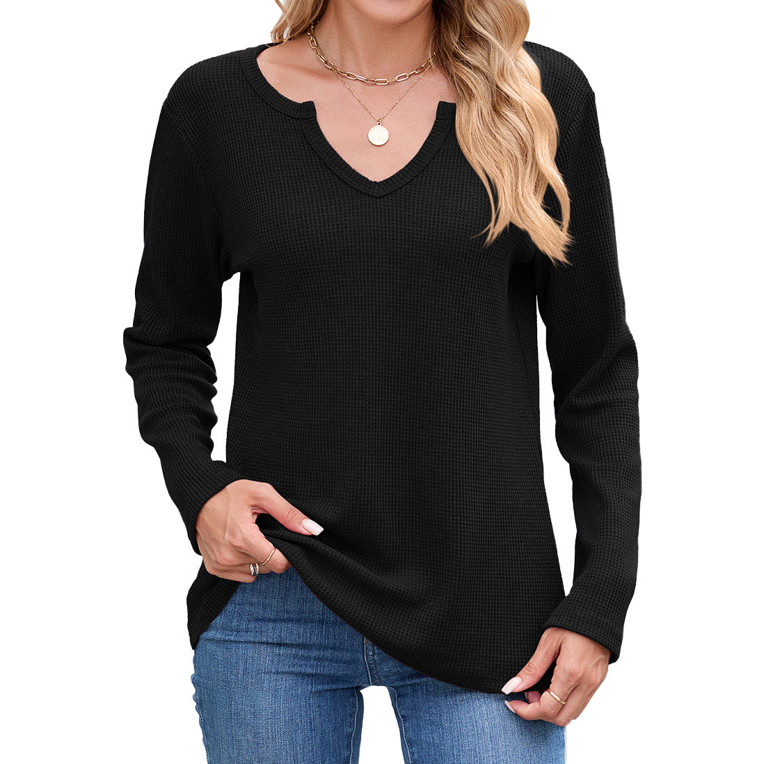 Chemise à manches longues en structure gaufrée Chic und Stil pour femmes