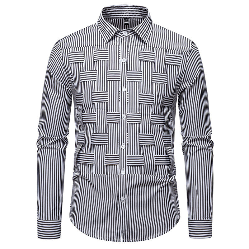 Chemise à manches longues pour hommes avec un motif rayé moderne et une structure innovante Chic und Stil