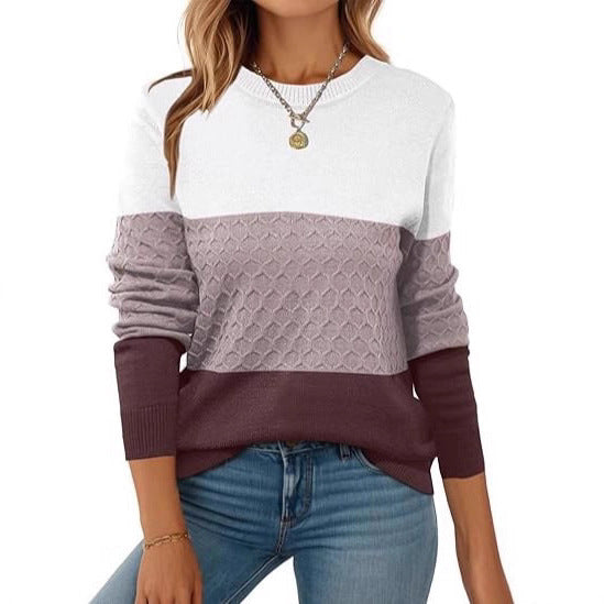 Pull structure à la mode pour femmes avec des blocs de couleur contrastés Chic und Stil