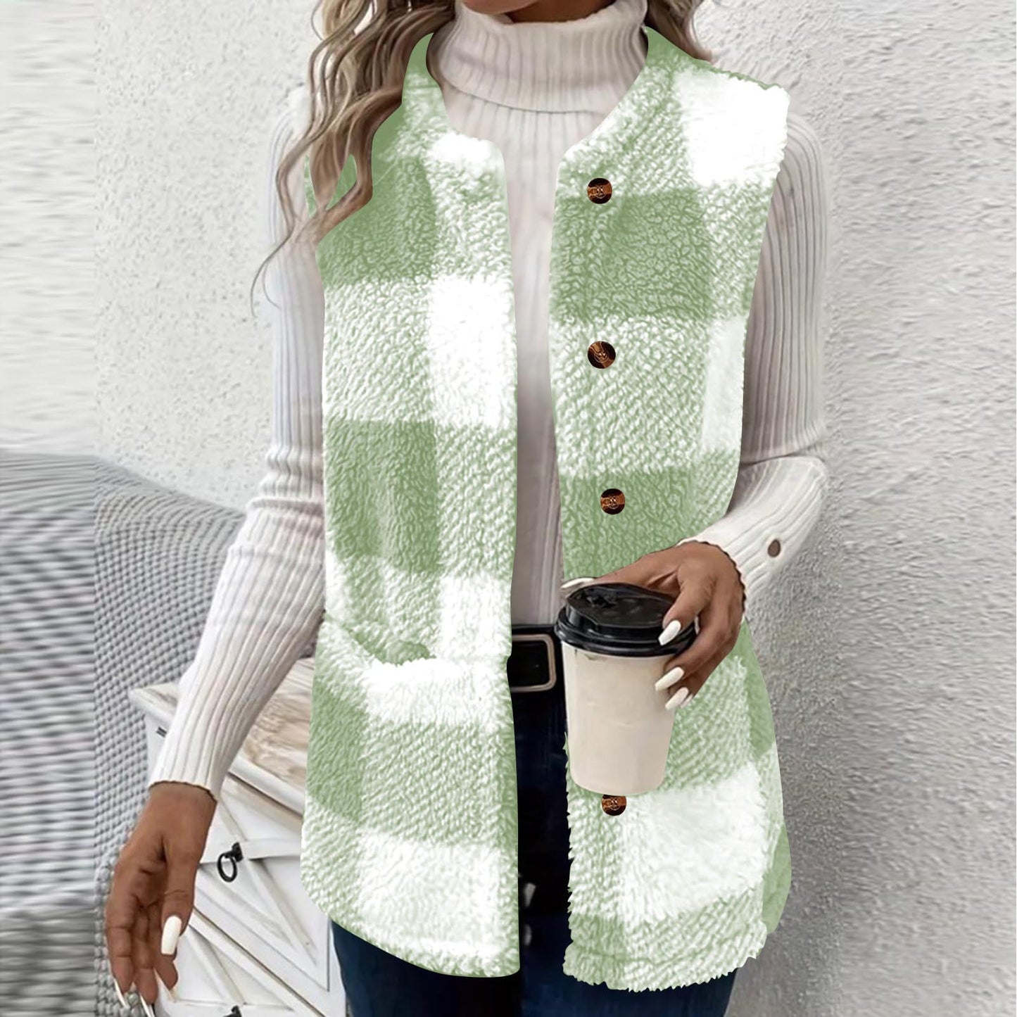 Dames Gilet en Tartan Douillet Chic und Stil