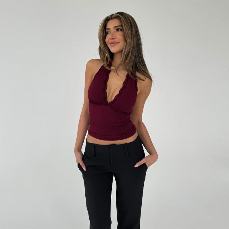 Top dos nu à dentelle pour femmes Chic und Stil