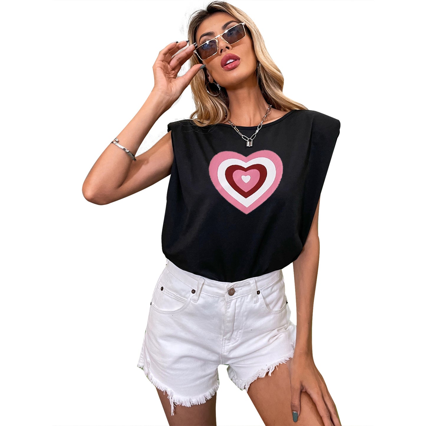 T-shirt tendance oversized pour femmes avec motif en forme de cœur Chic und Stil